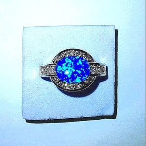 925 Sterling silver blue fire opal ring size 9 BRAND NEW